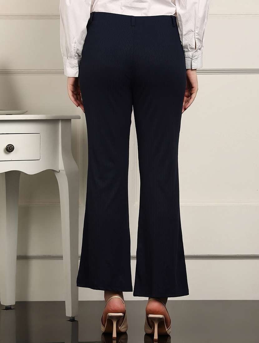 women solid mid rise bootcut trouser - 22093347 -  Standard Image - 3