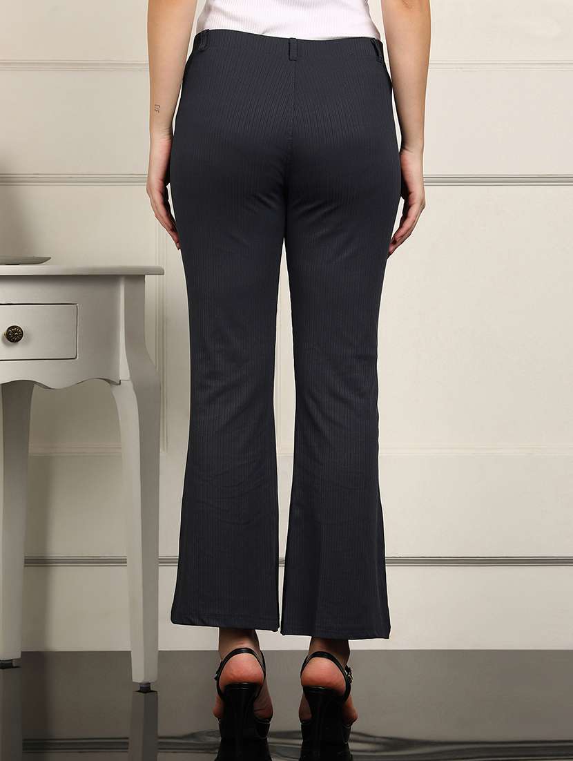 women solid mid rise bootcut trouser - 22093348 -  Standard Image - 3