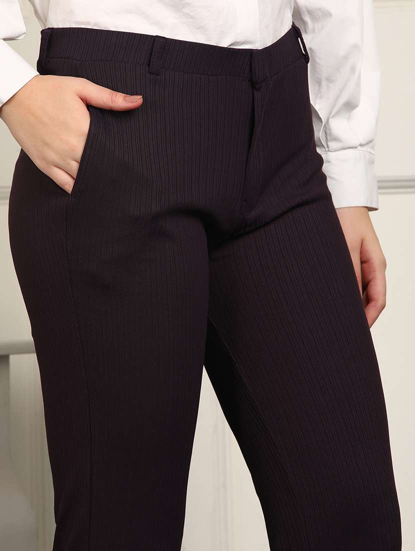 women solid mid rise bootcut trouser - 22093349 - Standard Image - 5