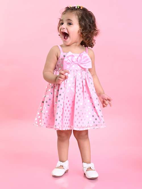 girls printed shoulder strap fit & flare dress - 22093356 -  Standard Image - 0