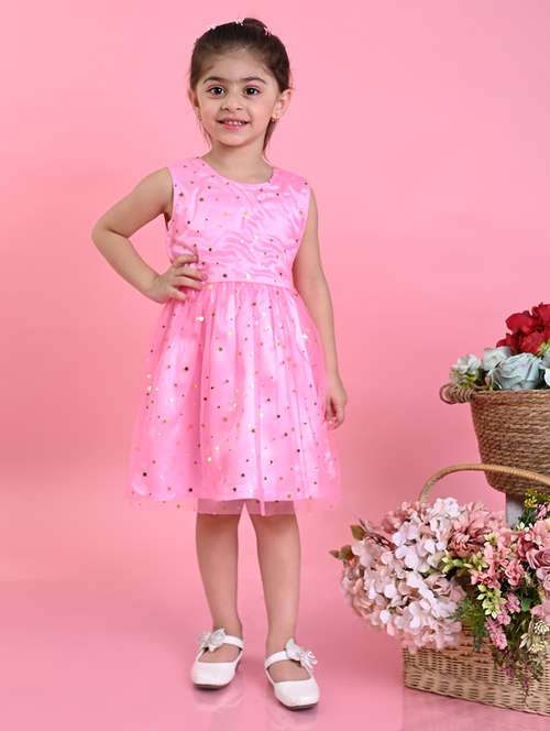 girls printed sleeveless fit & flare dress - 22093360 -  Standard Image - 0