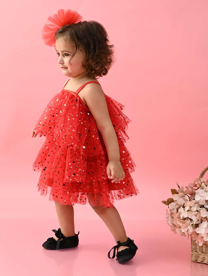 girls printed shoulder strap layered dress - 22093361 - Standard Image - 3