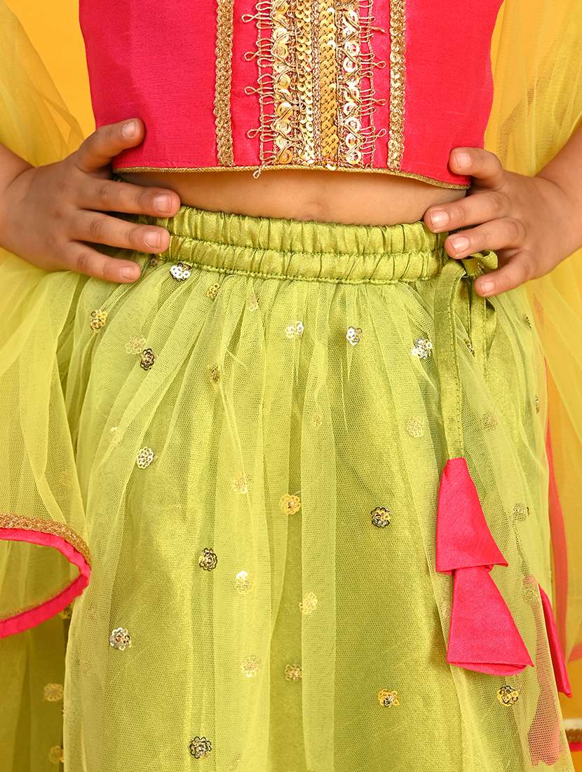 girls embellished lehenga choli with dupatta set - 22093363 - Standard Image - 3