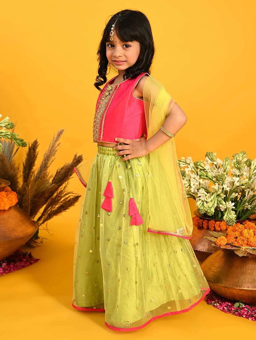 girls embellished lehenga choli with dupatta set - 22093363 - Standard Image - 5