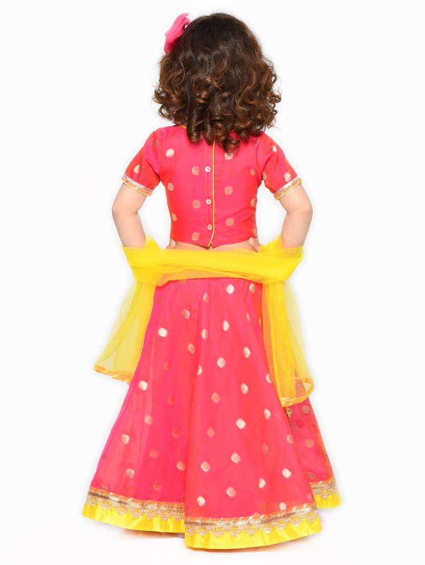girls foil print lehenga choli with dupatta set - 22093367 - Standard Image - 3