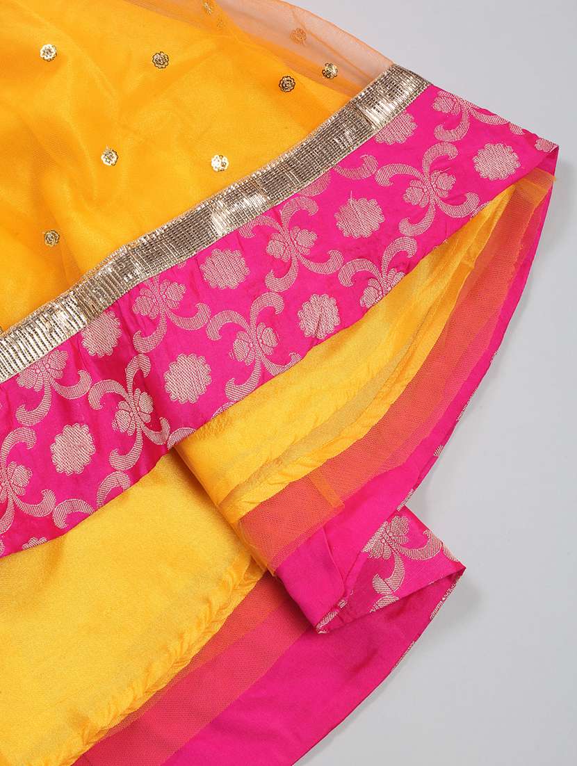 Girls Embellished Lehenga Choli With Dupatta Set