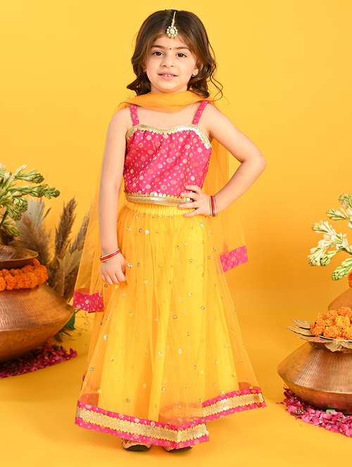 girls embellished lehenga choli with dupatta set - 22093371 -  Standard Image - 0