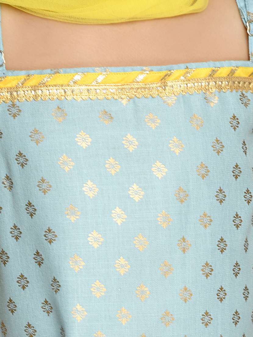 girls foil print dhoti and kurta with dupatta set - 22093379 -  Standard Image - 5