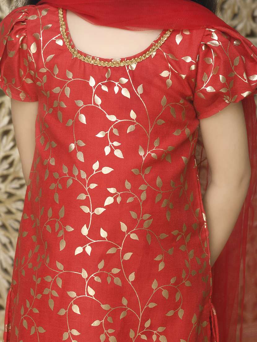 girls foil print kurta and sharara set  with dupatta - 22093383 -  Standard Image - 5