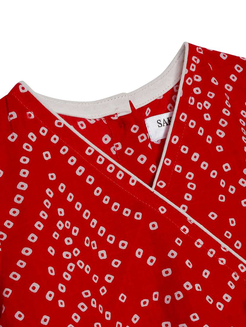 girls bandhani print kurta and dhoti set  - 22093386 -  Standard Image - 3