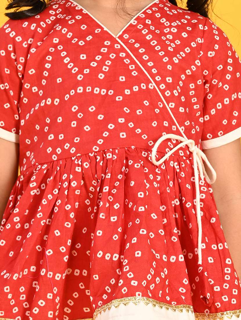 girls bandhani print kurta and dhoti set  - 22093386 -  Standard Image - 5