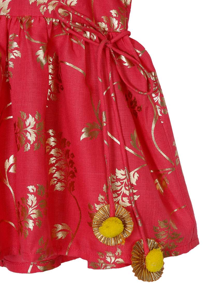 girls foil print kurta and dhoti set - 22093388 - Standard Image - 5
