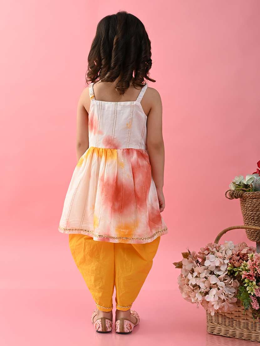 girls tye and dye sleeveless kurta and dhoti set - 22093391 - Standard Image - 3