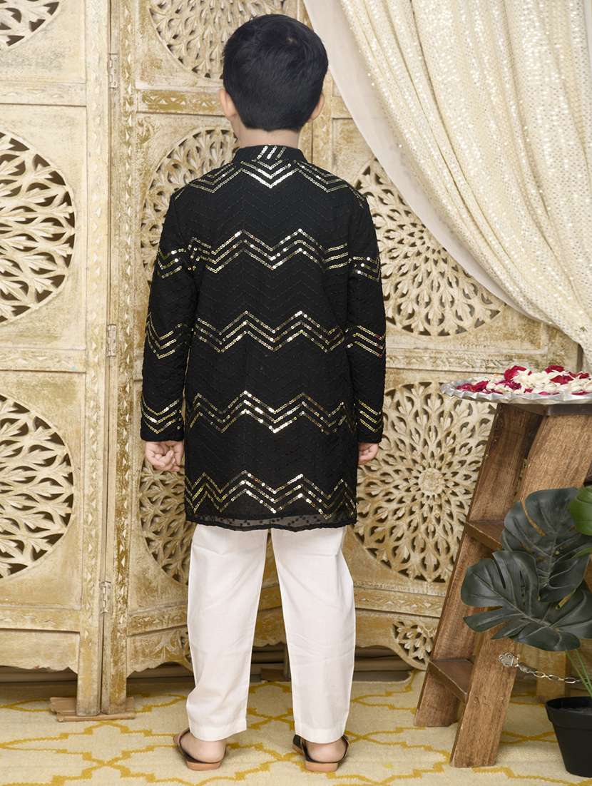 boys embellished kurta and pyjama set - 22093395 -  Standard Image - 3