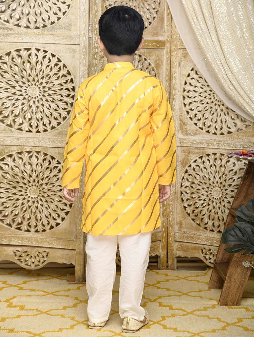 boys foil print long sleeve kurta and pyjama set - 22093397 - Standard Image - 3