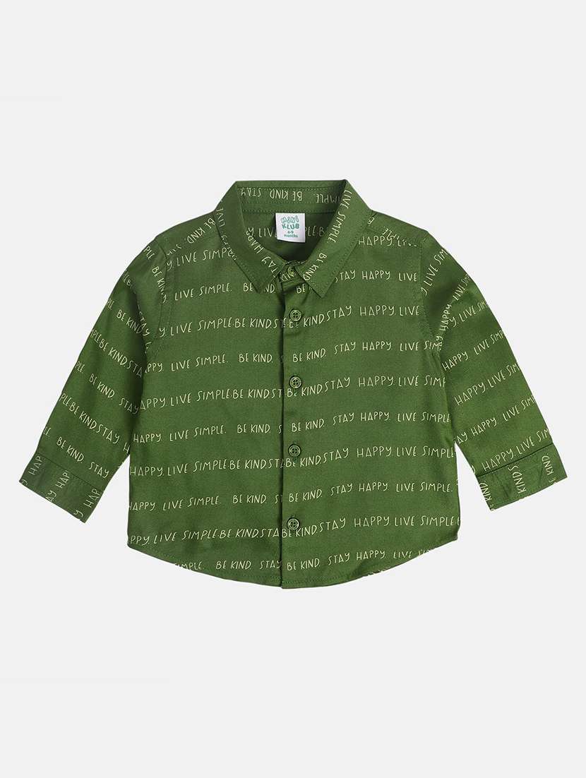 boys printed long sleeve collared shirt