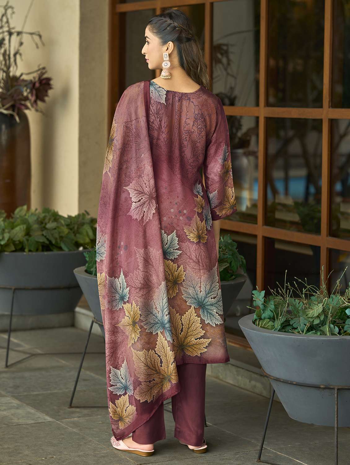 women floral three quarter sleeve kurta pant with dupatta set - 22093583 -  Standard Image - 3