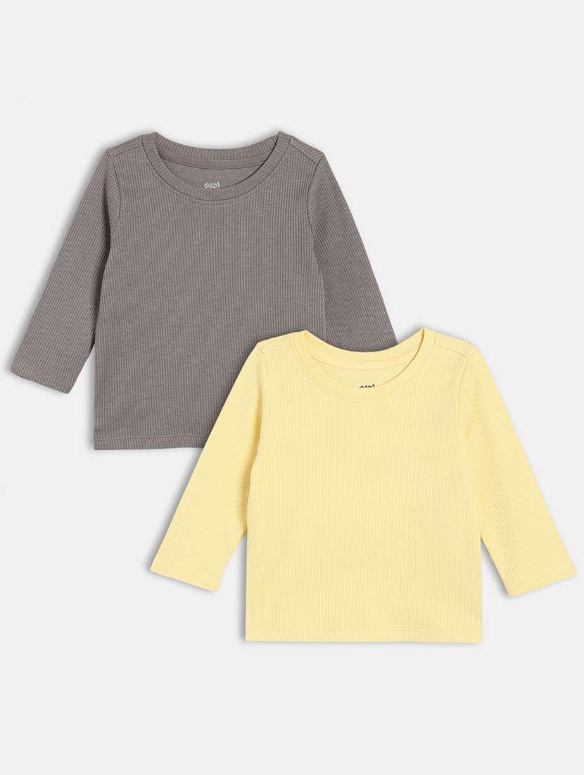boys pack of 2 solid long sleeve t-shirt