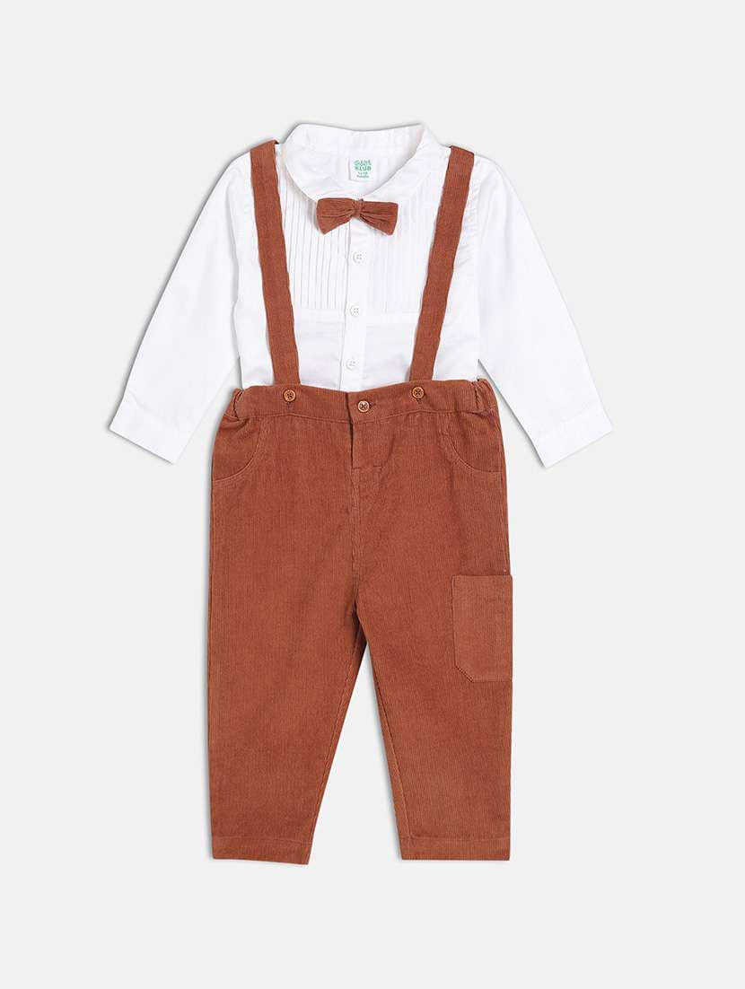 boys long sleeve shirt and dungree set