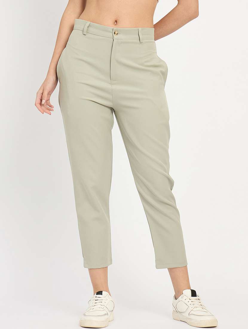 women solid mid rise tailored pants  - 22093615 -  Zoom Image - 0