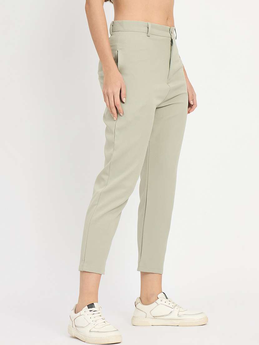 women solid mid rise tailored pants  - 22093615 -  Standard Image - 3