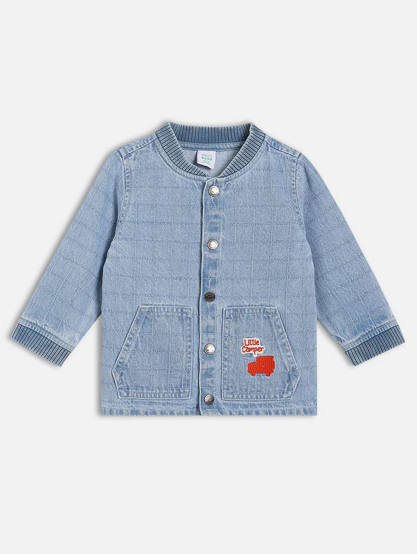 boys solid long sleeve denim jacket - 22093623 - Zoom Image - 0
