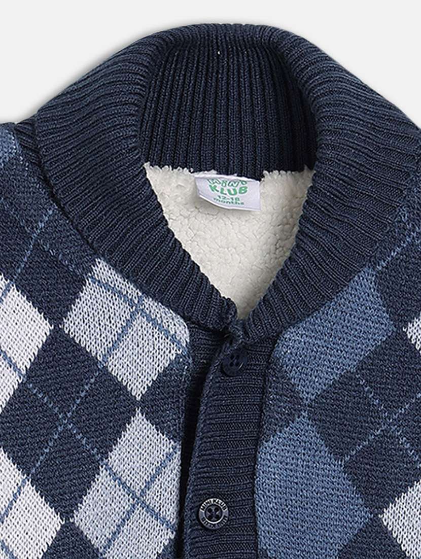 boys checkered long sleeve front open sweater - 22093645 -  Standard Image - 3