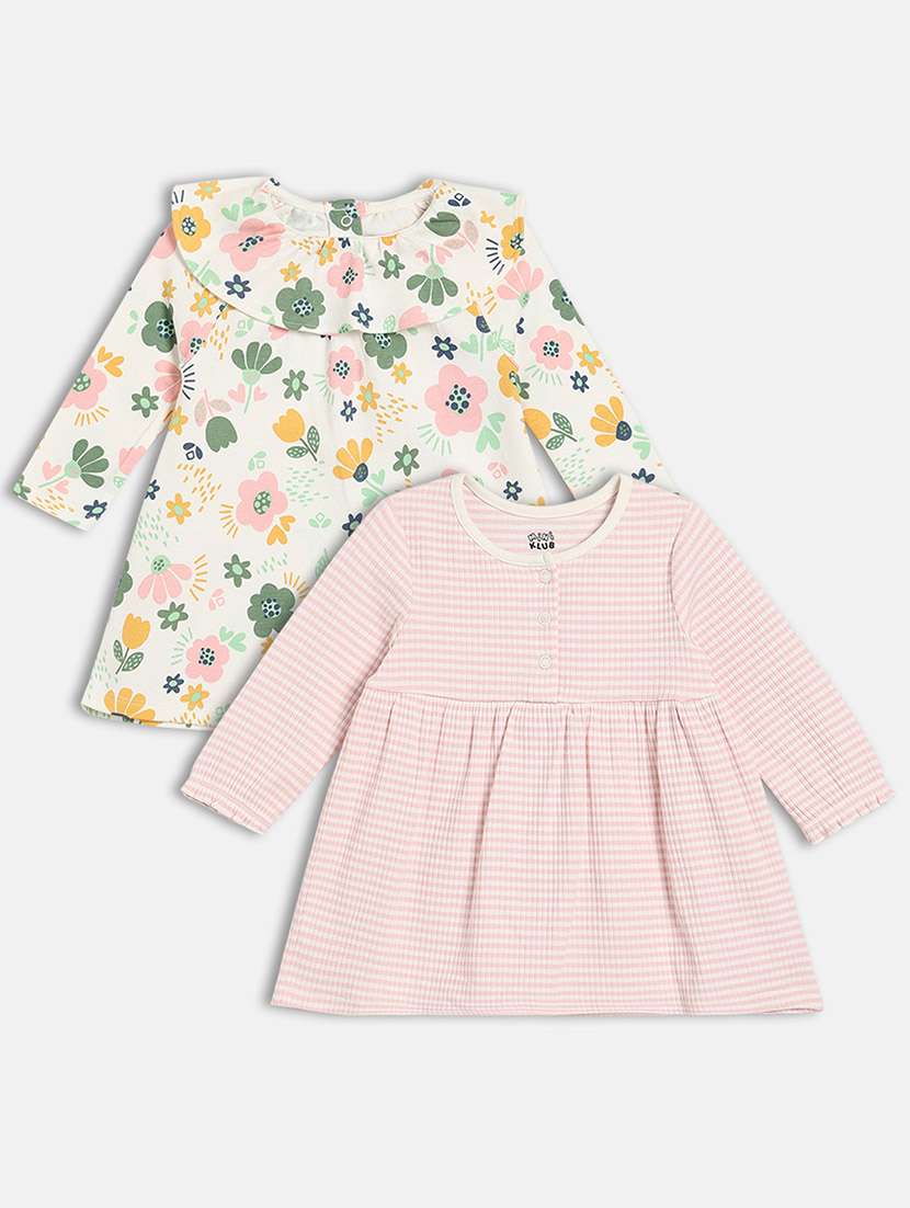 girls pack of 2 printed long sleeve a-line dress