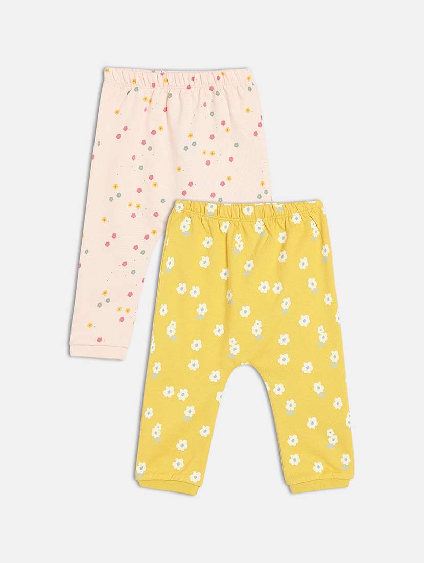 girls pack of 2 printed mid rise jogger