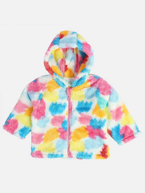 girls printed long sleeve hooded faux fur jacket - 22093796 -  Standard Image - 0