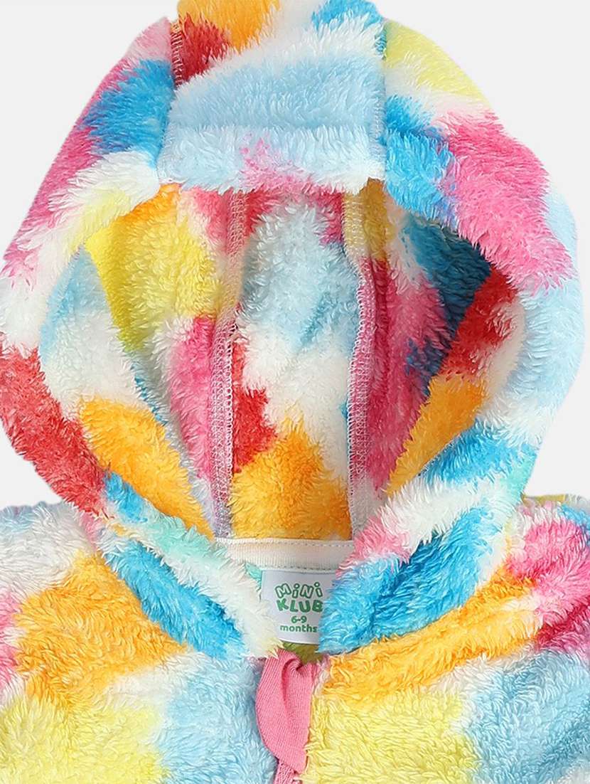 girls printed long sleeve hooded faux fur jacket - 22093796 -  Standard Image - 3