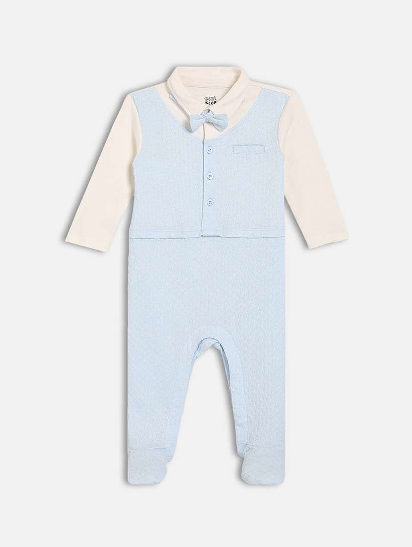 kids color blocked long sleeve romper