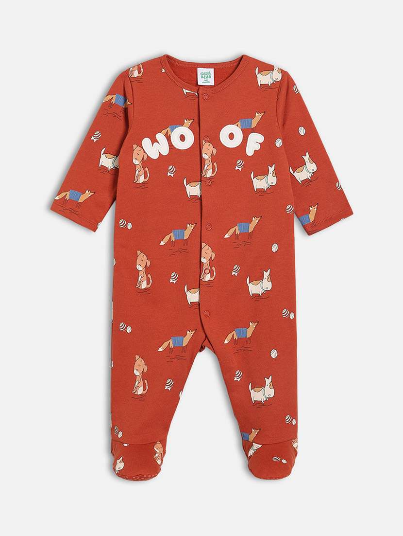 kids printed round neck long sleeve onesies 