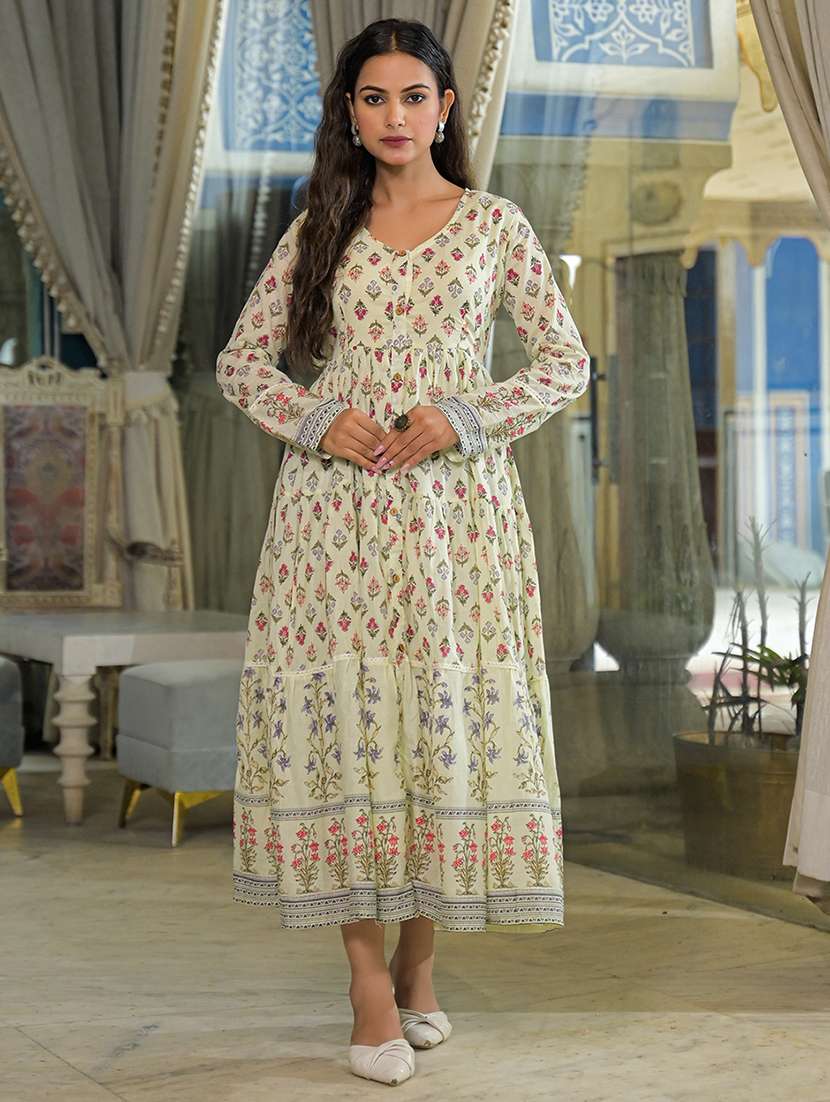 women printed long sleeve fit & flare ethnic dress - 22093914 -  Zoom Image - 0