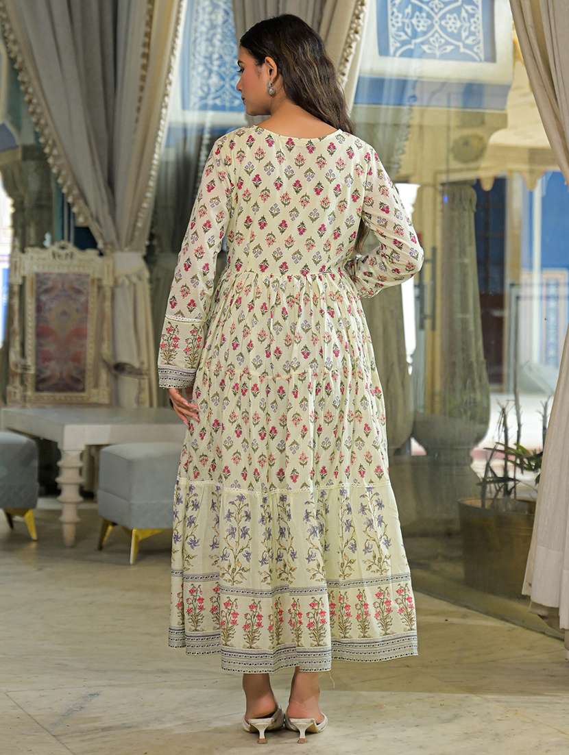 women printed long sleeve fit & flare ethnic dress - 22093914 -  Standard Image - 3