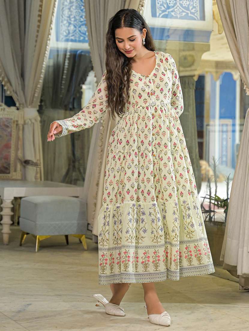 women printed long sleeve fit & flare ethnic dress - 22093914 -  Standard Image - 5