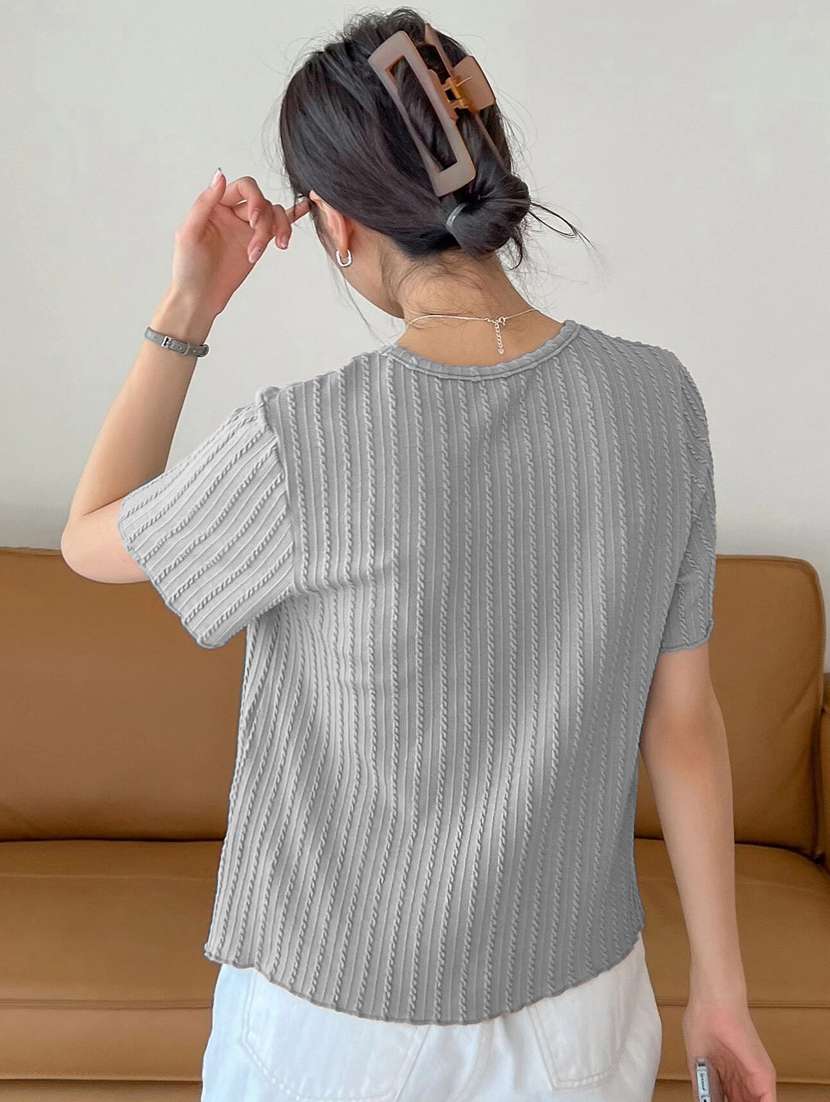 women self designed short sleeve top - 22094018 -  Standard Image - 3