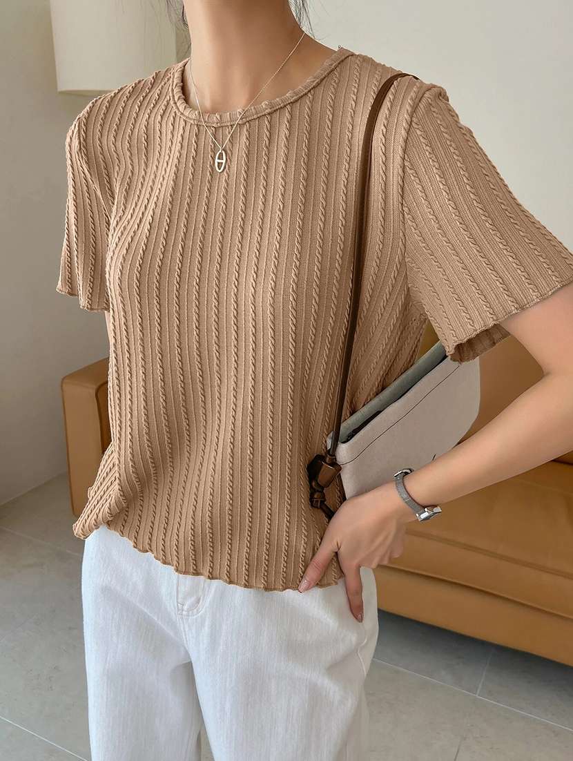 women self designed short sleeve top - 22094020 -  Standard Image - 3