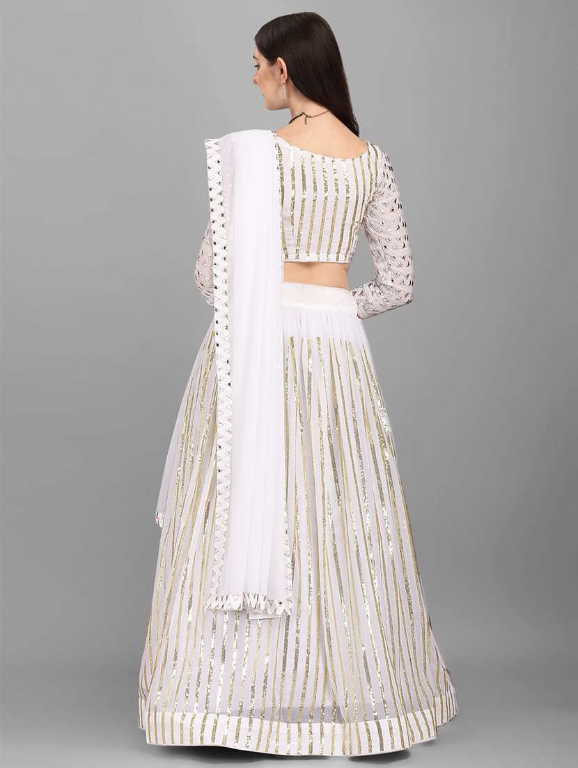 women solid with work flared stitched lehenga - 22094076 -  Standard Image - 3