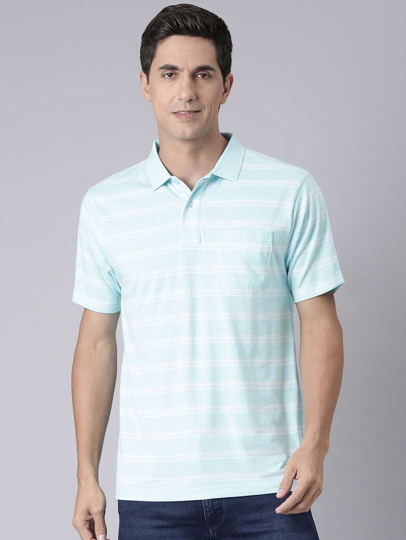 men striped short sleeve regular fit polo t-shirt