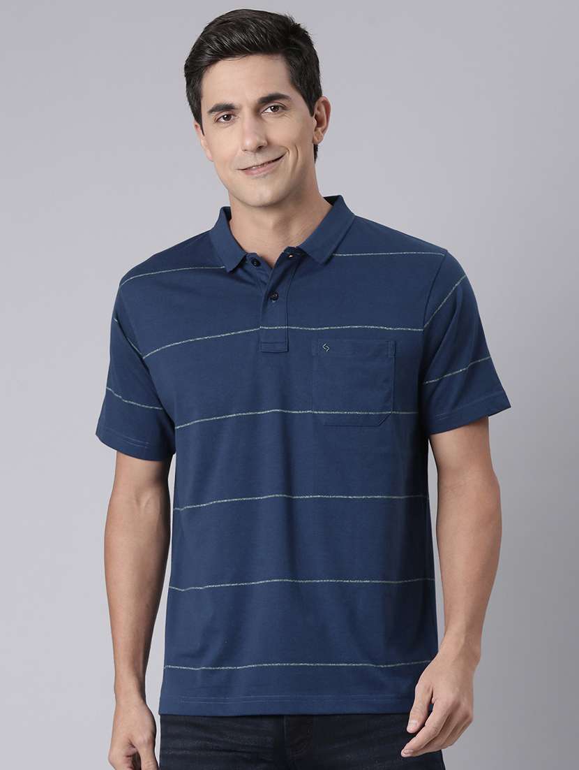 men striped short sleeve regular fit polo t-shirt