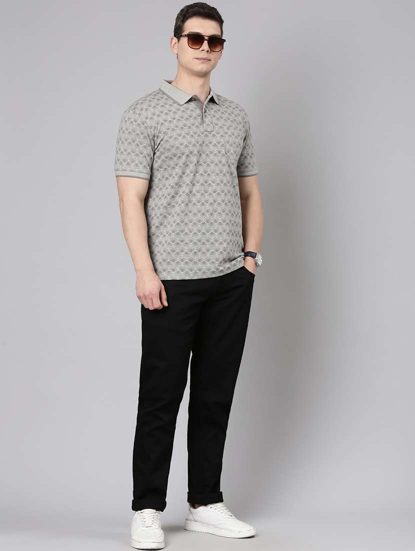 men printed short sleeve slim fit polo t-shirt - 22094090 -  Standard Image - 3