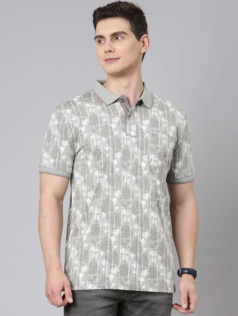men printed short sleeve slim fit polo t-shirt