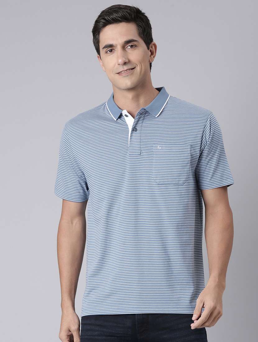 men striped short sleeve regular fit polo t-shirt