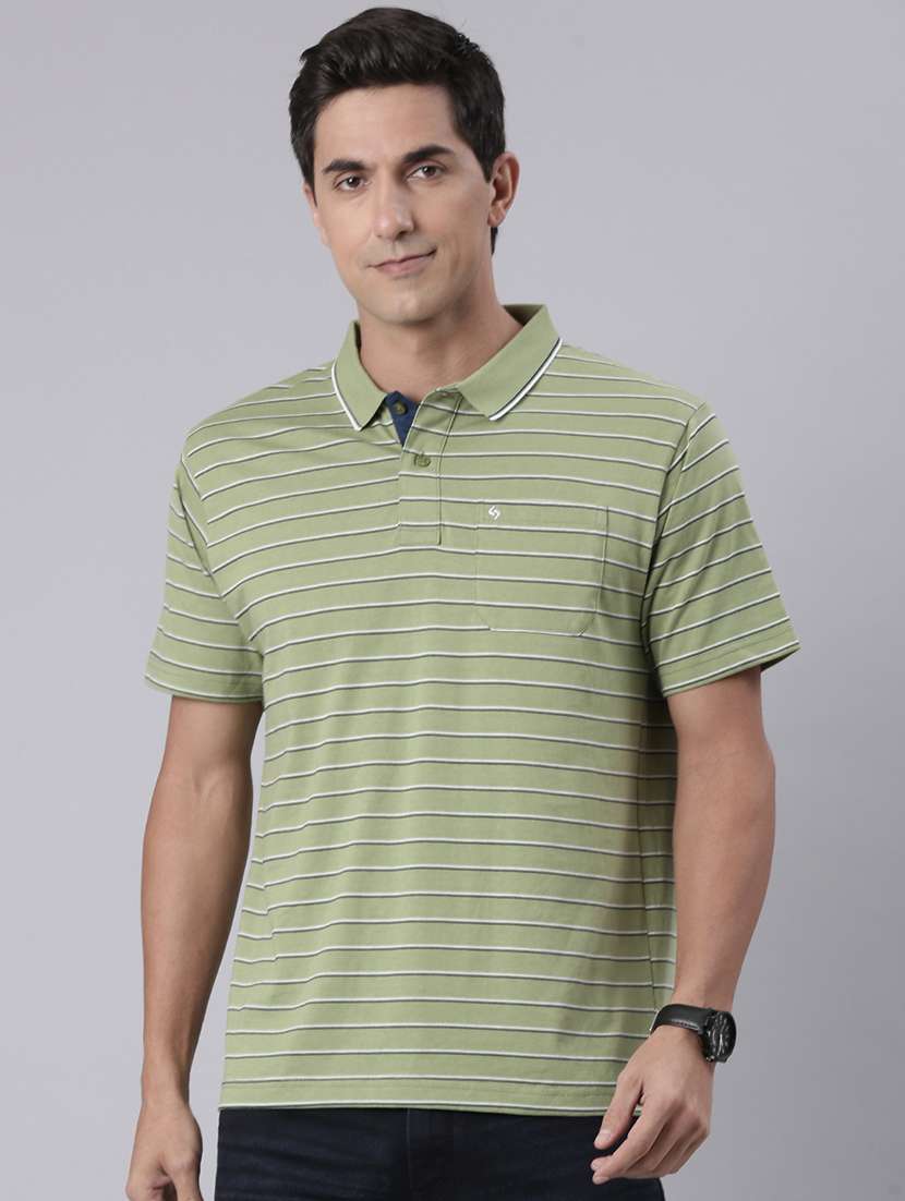 men striped short sleeve regular fit polo t-shirt