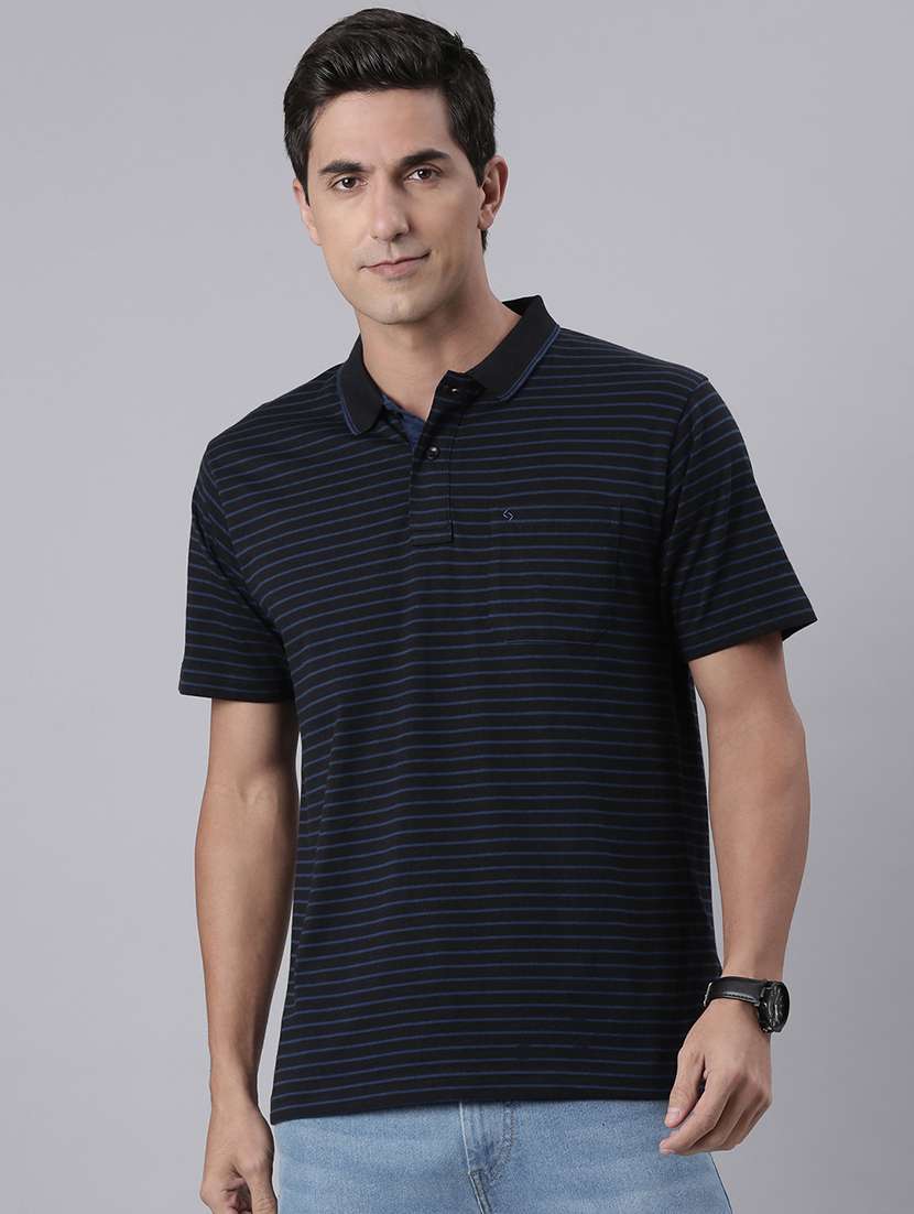 men striped short sleeve regular fit polo t-shirt