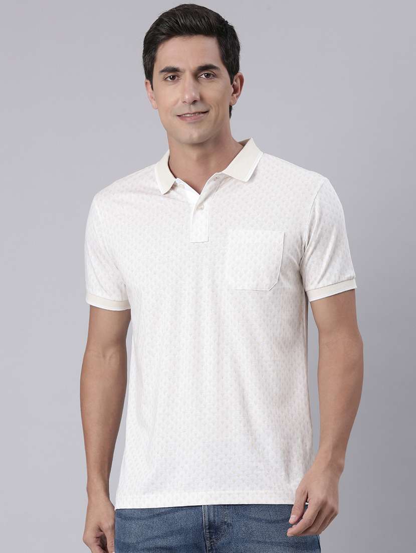 men printed short sleeve slim fit polo t-shirt