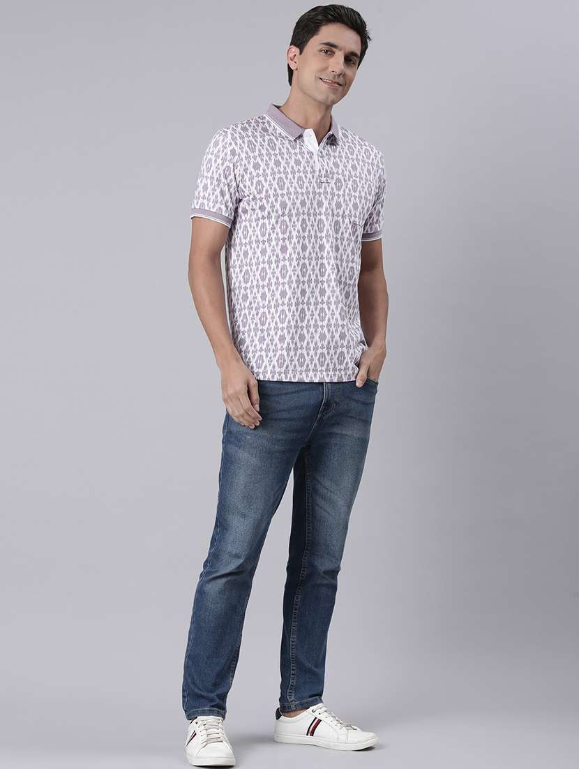 men printed short sleeve slim fit polo t-shirt - 22094103 -  Standard Image - 3