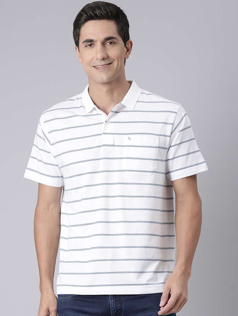men striped short sleeve regular fit polo t-shirt
