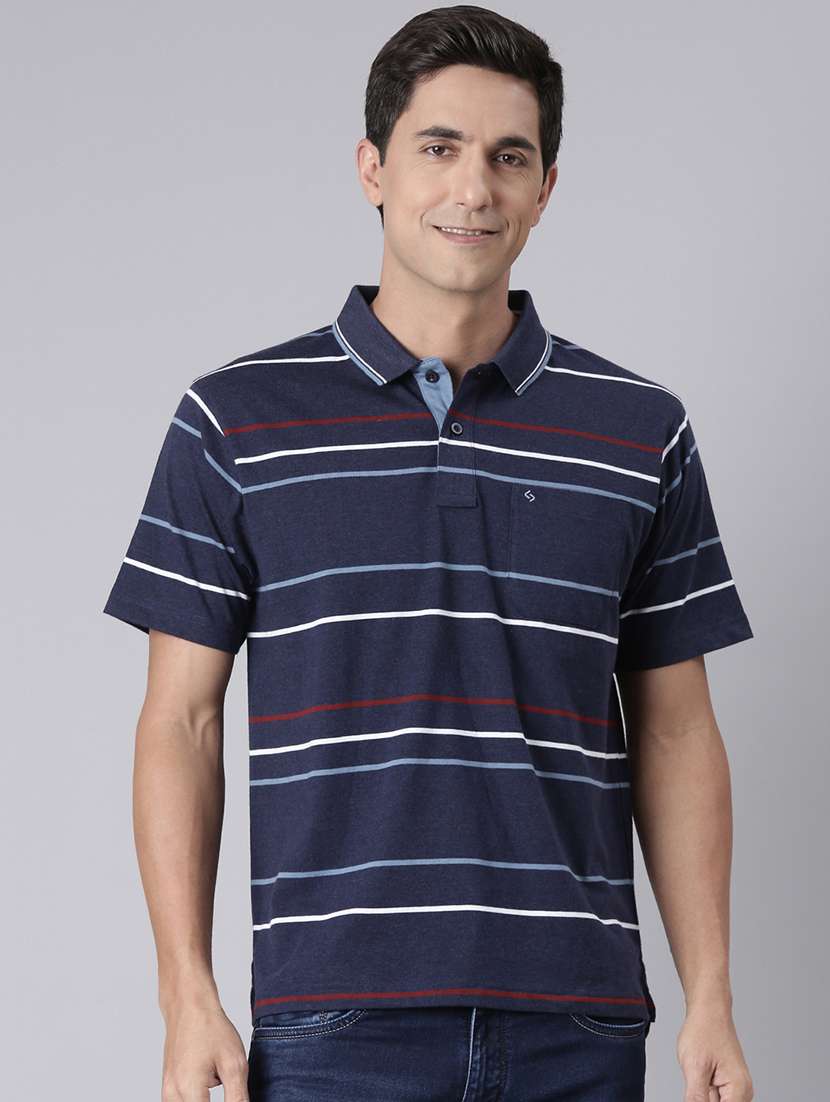 men striped short sleeve regular fit polo t-shirt